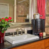Home Addition Lynnwood, WA: Featuring - Master Bathroom, Granite Bathroom Counter Tops (2cm Black Galaxy granite with full bull nose), Drop-in square porcelain sink. Maple cabinets. Custom Tile Shower Enclosure. Dual shower head with all brushed nickel hardware.