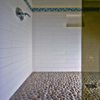 Bathroom Remodel Seattle, WA: 4x8 White Ceramic Subway Wall Tile, Natural Stone River Rock Shower Floor
